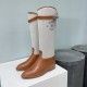 High quality factory brown fabric! Brown color   Generation level! Original purchase developed!  HERMES Hermes H home 2023 fall and winter new classic boots knight boots! Jimping series! kelly buckle classic knight boots