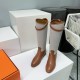 High quality factory brown fabric! Brown color   Generation level! Original purchase developed!  HERMES Hermes H home 2023 fall and winter new classic boots knight boots! Jimping series! kelly buckle classic knight boots