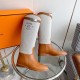 wholesale  Generation level hermes Hermes Jimping series! kelly buckle canvas patchwork bootsknight boots!H family's classic boots, simple atmosphere, handsome Upper original calfskin leather imported canvas Lining cowhi