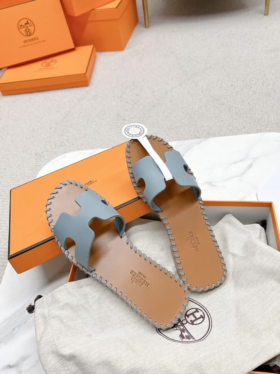 Hermès version of the workmanship material upgrade.Hermes  market highest edition handmade shoes   Top Product Hermes Slippers  ----------23 Early spring new model is the same as the original, master level handmade ! Hig