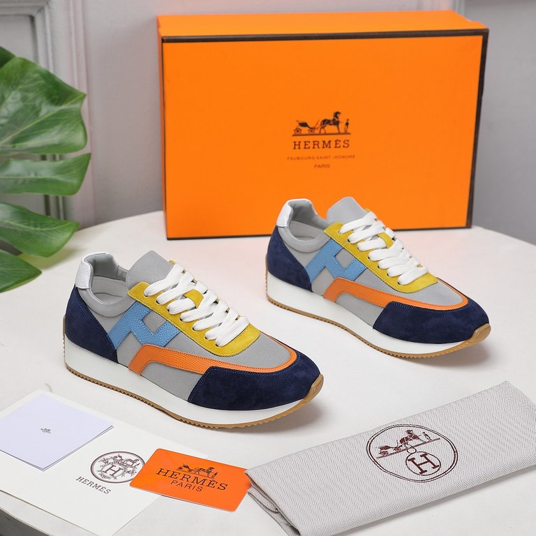 Hermes Hermes Sneakers H Side Label Counter all the latest couple modelsRestore the authentic 11 details Customized sense of superbH Side label pattern design Mix and match elements splicing details full of points  .Slim