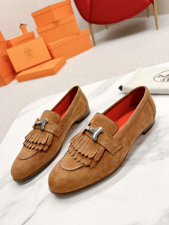 HERME'c, the whole network exclusive handmade, private high-end customization, classic handmade workshop ~ ~ ~ big goods real shotRoyal Loafers, very classic, versatile, simple, colorblocking design, on the foot is very 