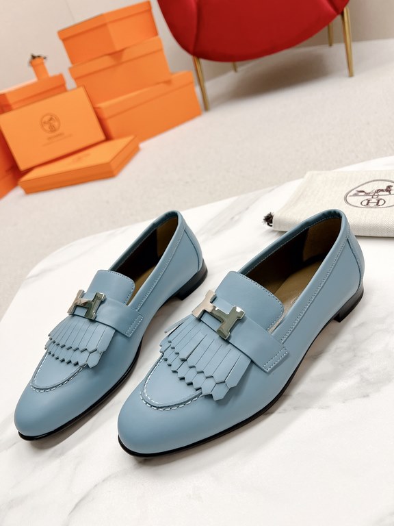 HERME'c, the whole network exclusive handmade, private high-end customization, classic handmade workshop ~ ~ ~ big goods real shotRoyal Loafers, very classic, versatile, simple, colorblocking design, on the foot is very 