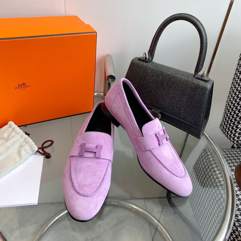 Hermes Hermes  Home RoyalParis Collection Louboutin Shoes  Top quality Classic H buckletassel series  Upper Imported LambskinSheepskin Leather injection molding rubber non-slip outsole size35-39(34.40.41.42 customized)