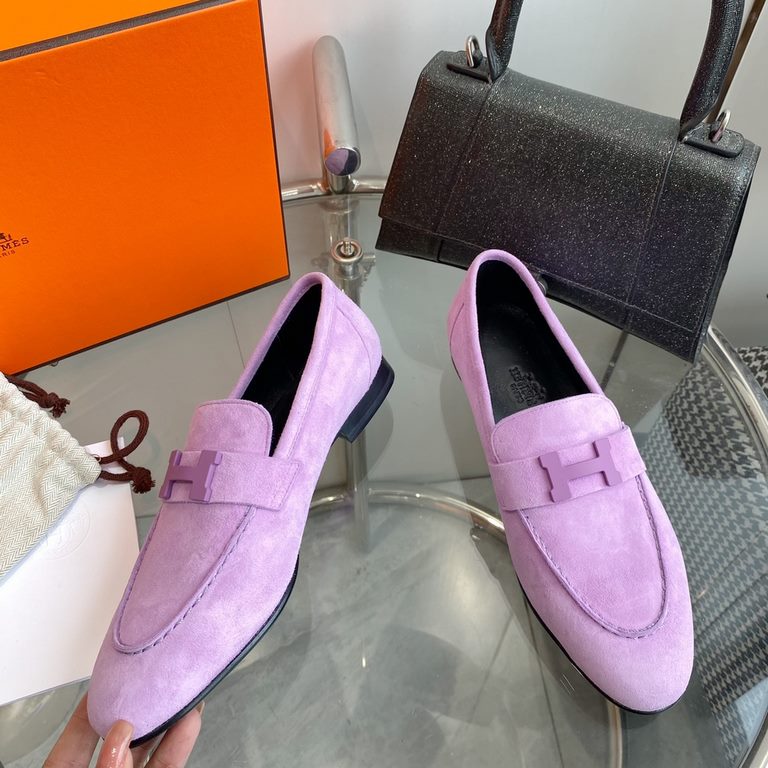 Hermes Hermes  Home RoyalParis Collection Louboutin Shoes  Top quality Classic H buckletassel series  Upper Imported LambskinSheepskin Leather injection molding rubber non-slip outsole size35-39(34.40.41.42 customized)