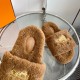 wholesale Hermes Hermes  Home Oran Collection Teddy   Flat Furry Slippers  top quality  Upper original imported   lambswool Imported leather outsole size 35-39 (40.41 customized non-returnable)