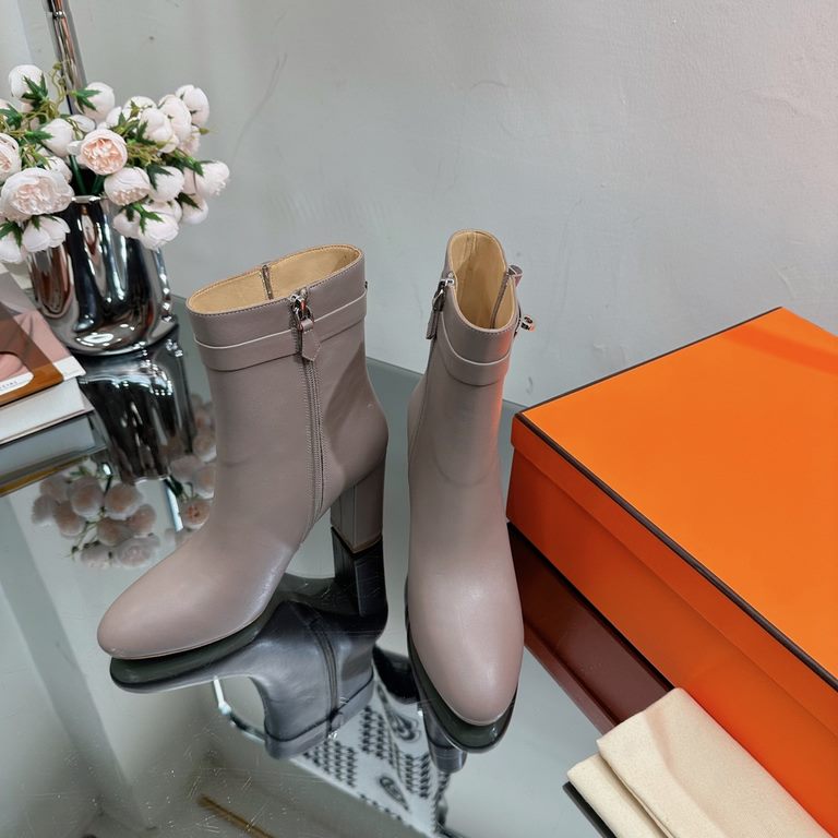 代购级别-Hermes 爱马仕kelly 经典骑士靴短靴------ -H family classic boots, simple and atmospheric, handsome and full.-H family's classic boots, simple atmosphere, handsome full!-Upper original calfskin leather Lining cowhide leather-It