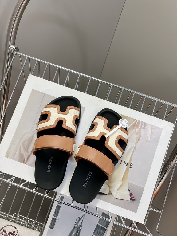 Men  [ΗERMES 】 Hermes spring and summer classic couple models second uncle slippers Chypre ugly ugly ugly uncle slippers - old man slippers, on the foot is simply too comfortable! It's simple and cute!All mixed breed she