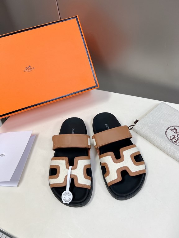 Men  [ΗERMES 】 Hermes spring and summer classic couple models second uncle slippers Chypre ugly ugly ugly uncle slippers - old man slippers, on the foot is simply too comfortable! It's simple and cute!All mixed breed she