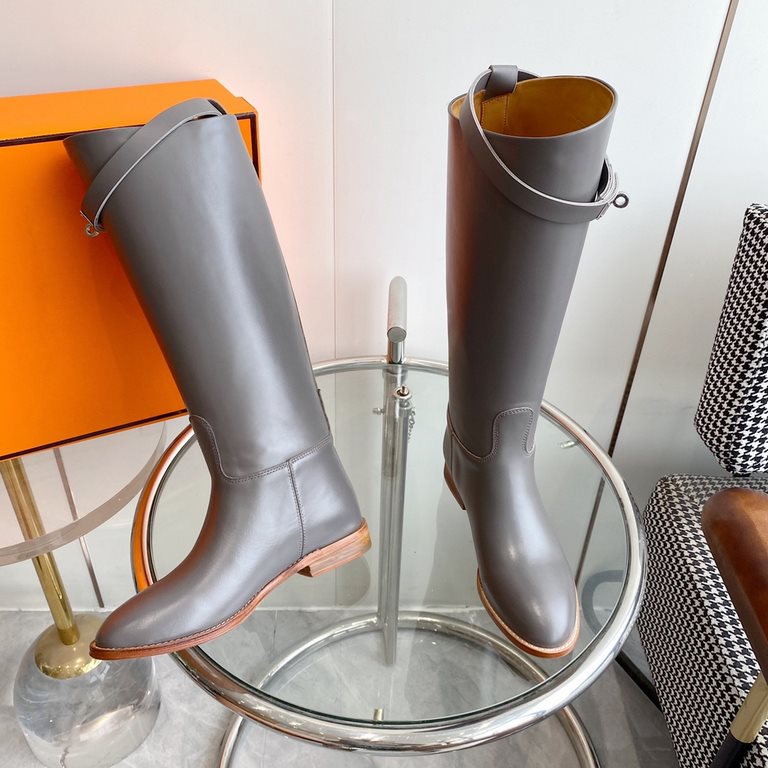 wholesale  Generation level hermes Hermes Jimping series! kelly buckle classic bootsknight boots!H family's classic boots, simple atmosphere, handsome Upper original calfskincowking Lining cowhide leatherItaly customized