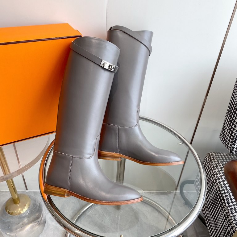 wholesale  Generation level hermes Hermes Jimping series! kelly buckle classic bootsknight boots!H family's classic boots, simple atmosphere, handsome Upper original calfskincowking Lining cowhide leatherItaly customized