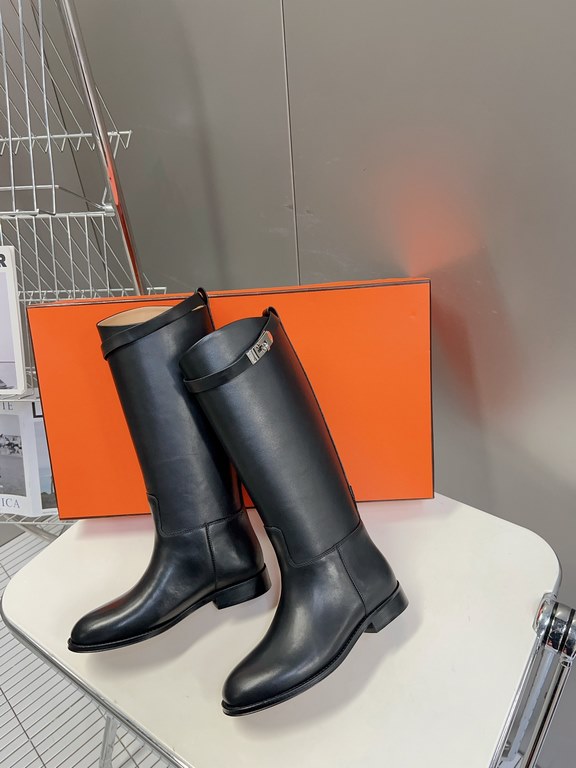 Top generation purchase version of HERMES Hermes kelly knight boots, partial casual a new model, with the toe part of the collision color, the upper is custom linen material, after more than 1 month development and becom