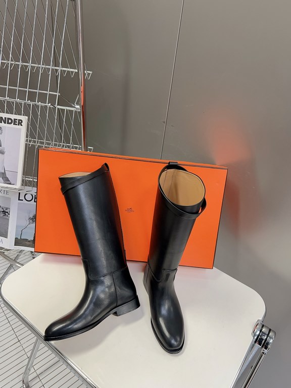 Top generation purchase version of HERMES Hermes kelly knight boots, partial casual a new model, with the toe part of the collision color, the upper is custom linen material, after more than 1 month development and becom