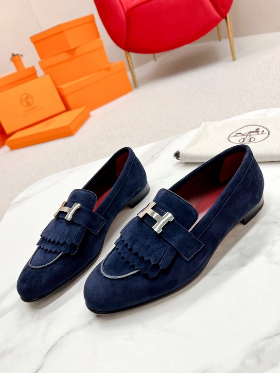 HERME'c, the whole network exclusive handmade, private high-end customization, classic handmade workshop ~ ~ ~ big goods real shotRoyal Loafers, very classic, versatile, simple, colorblocking design, on the foot is very 