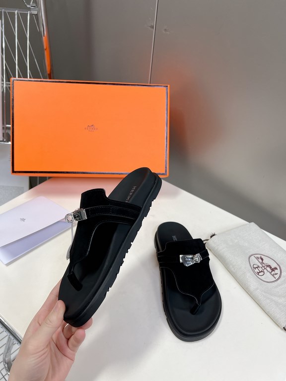 Men  [ΗERMES 】 Hermes spring and summer classic couple models second uncle slippers Chypre ugly ugly ugly uncle slippers - old man slippers, on the foot is simply too comfortable! It's simple and cute!All mixed breed she