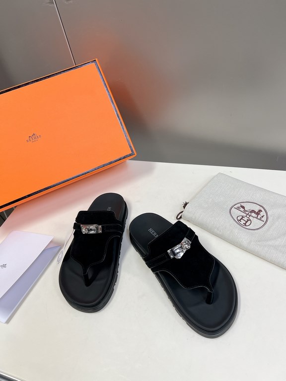 Men  [ΗERMES 】 Hermes spring and summer classic couple models second uncle slippers Chypre ugly ugly ugly uncle slippers - old man slippers, on the foot is simply too comfortable! It's simple and cute!All mixed breed she