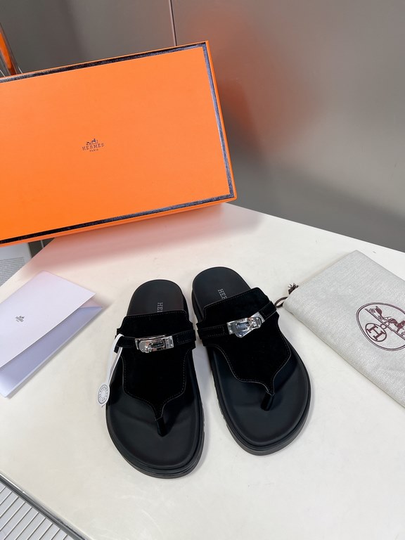 Men  [ΗERMES 】 Hermes spring and summer classic couple models second uncle slippers Chypre ugly ugly ugly uncle slippers - old man slippers, on the foot is simply too comfortable! It's simple and cute!All mixed breed she