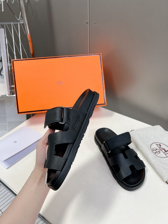 Men  [ΗERMES 】 Hermes spring and summer classic couple models second uncle slippers Chypre ugly ugly ugly uncle slippers - old man slippers, on the foot is simply too comfortable! It's simple and cute!All mixed breed she