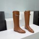 High quality factory brown leather! Brown color   Generation level! Original purchase developed!  HERMES Hermes H home 2023 fall and winter new classic boots knight boots! Jimping series! kelly buckle classic knight boot