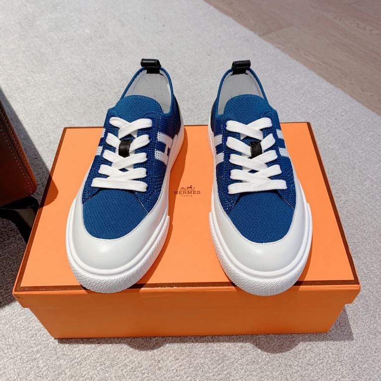 Men's [Guanhua] Hermes  home 23ss early spring new products! Classic boot shape   British color blocking design, classic and durable! The original inverted mold last shape, the ultimate 11 shape, imported high-end knitti