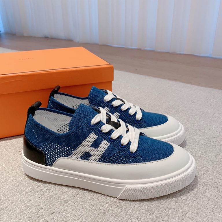 Men's [Guanhua] Hermes  home 23ss early spring new products! Classic boot shape   British color blocking design, classic and durable! The original inverted mold last shape, the ultimate 11 shape, imported high-end knitti