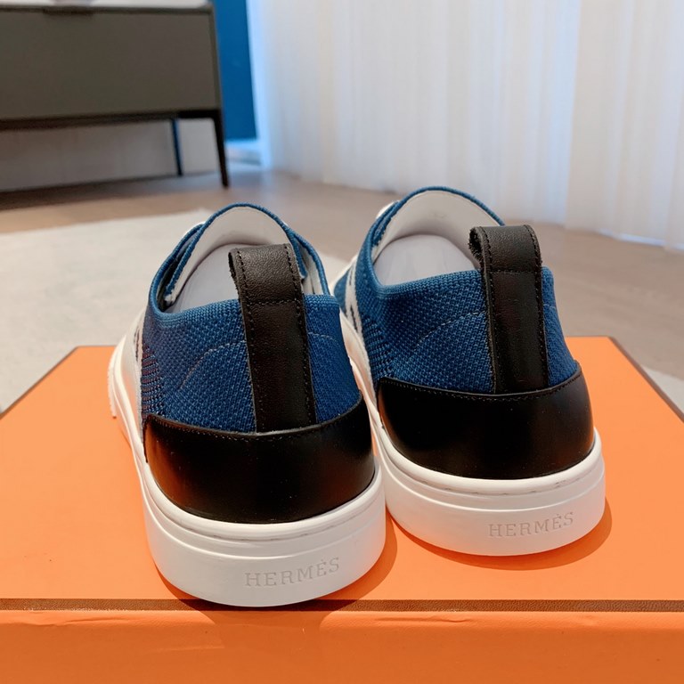 Men's [Guanhua] Hermes  home 23ss early spring new products! Classic boot shape   British color blocking design, classic and durable! The original inverted mold last shape, the ultimate 11 shape, imported high-end knitti