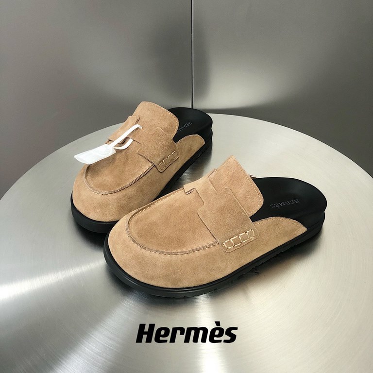 Male (top version)Herme...s H family SS23 new arrival ~!The latest explosion couple Mueller shoes Birkenstocks yyds  the only pair of version of the whole network leather wrapped edge  yardsWomen 35-40 Men 38-45