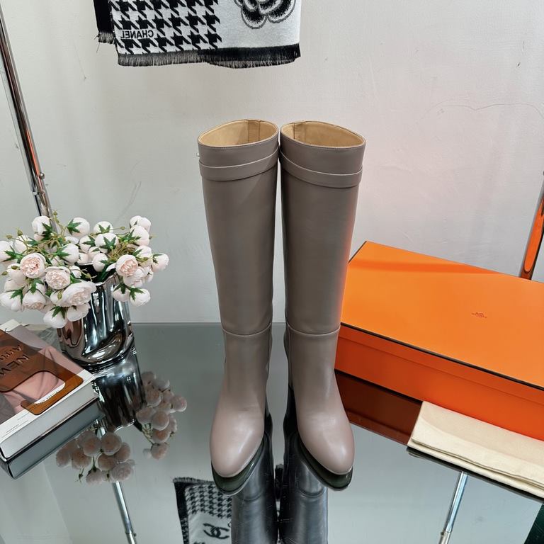 代购级别-Hermes 爱马仕kelly 经典骑士靴长靴------ - Black 600 Other colors-H's classic boots, simple atmosphere, handsome.-Upper Original Calfskin Leather Lining Cowhide Leather.-Italian customized leather outsole.-Size 34-42 (34, 40, 