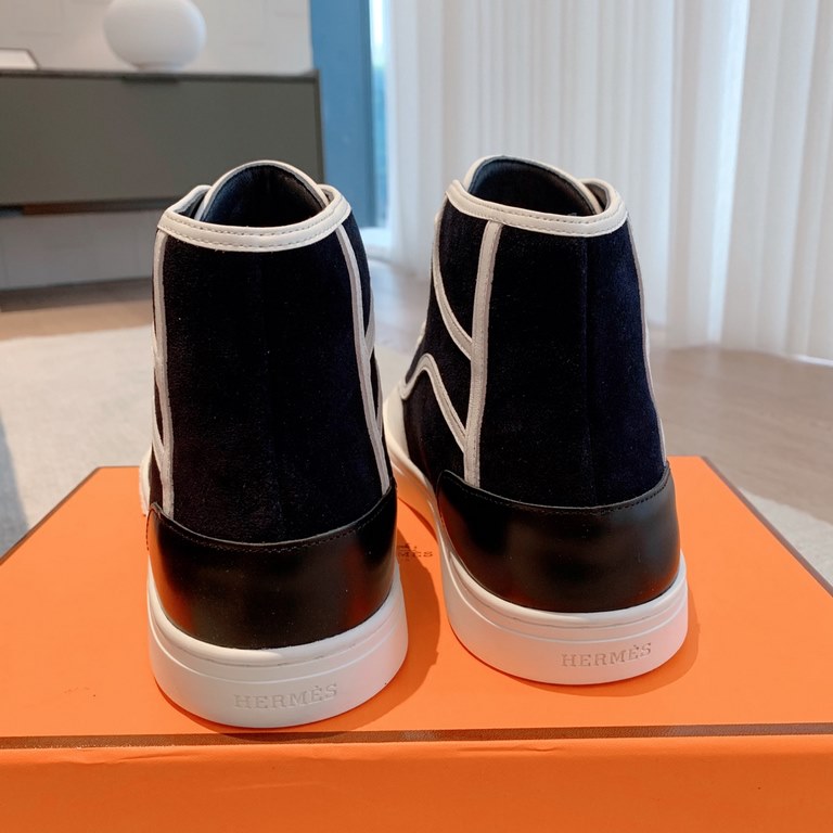 Men's [Guanhua] Hermes  home 23ss early spring new products! Classic boot shape   British color blocking design, classic and durable! The original inverted mold last shape, the ultimate 11 shape, imported high-end knitti