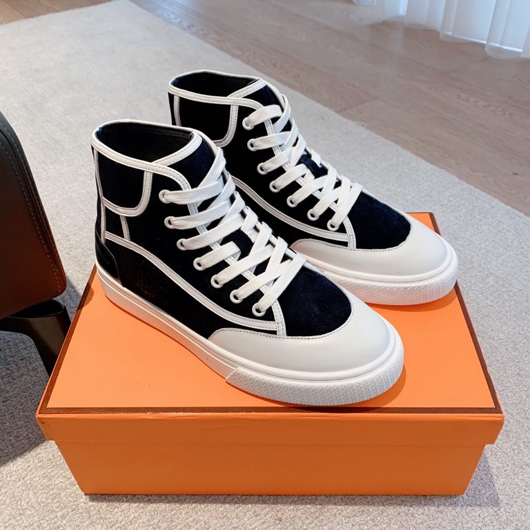 Men's [Guanhua] Hermes  home 23ss early spring new products! Classic boot shape   British color blocking design, classic and durable! The original inverted mold last shape, the ultimate 11 shape, imported high-end knitti