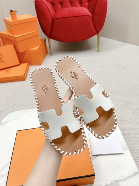 Hermès version of the workmanship material upgrade.Hermes  market highest edition handmade shoes   Top Product Hermes Slippers  ----------23 Early spring new model is the same as the original, master level handmade ! Hig