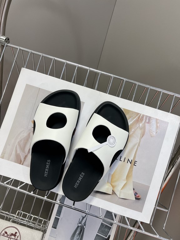 Men  [ΗERMES 】 Hermes spring and summer classic couple models second uncle slippers Chypre ugly ugly ugly uncle slippers - old man slippers, on the foot is simply too comfortable! It's simple and cute!All mixed breed she