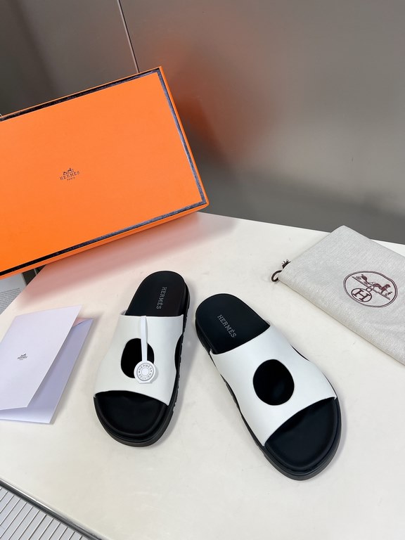 Men  [ΗERMES 】 Hermes spring and summer classic couple models second uncle slippers Chypre ugly ugly ugly uncle slippers - old man slippers, on the foot is simply too comfortable! It's simple and cute!All mixed breed she