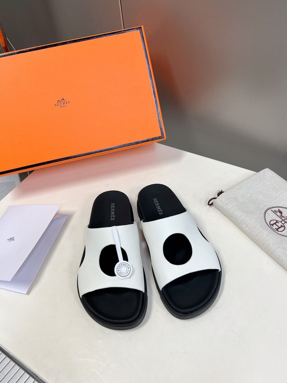 Men  [ΗERMES 】 Hermes spring and summer classic couple models second uncle slippers Chypre ugly ugly ugly uncle slippers - old man slippers, on the foot is simply too comfortable! It's simple and cute!All mixed breed she