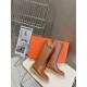 Top generation purchase version of HERMES Hermes kelly knight boots, partial casual a new model, with the toe part of the collision color, the upper is custom linen material, after more than 1 month development and becom