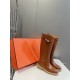 Top generation purchase version of HERMES Hermes kelly knight boots, partial casual a new model, with the toe part of the collision color, the upper is custom linen material, after more than 1 month development and becom