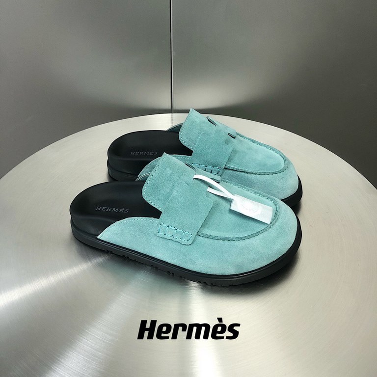 Male (top version)Herme...s H family SS23 new arrival ~!The latest explosion couple Mueller shoes Birkenstocks yyds  the only pair of version of the whole network leather wrapped edge  yardsWomen 35-40 Men 38-45