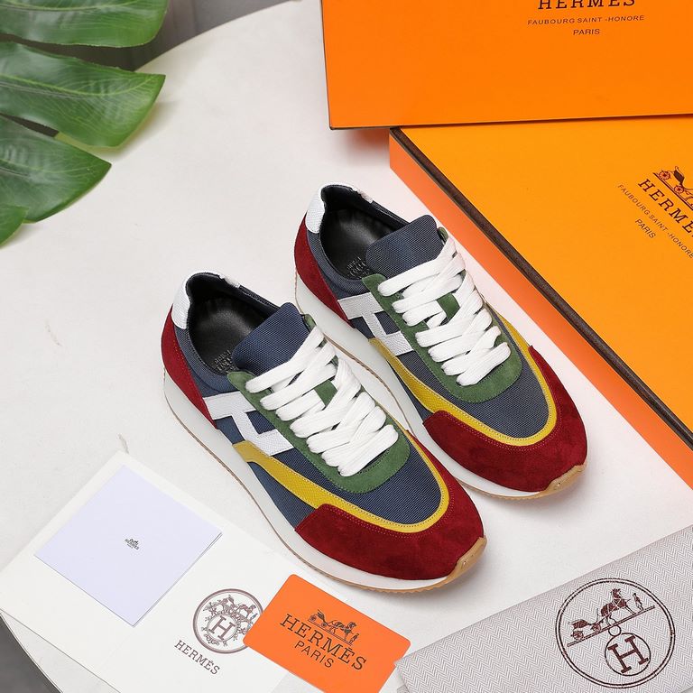 P      Hermes Hermes Sneakers H Side Label Counter all the latest couple modelsRestore the authentic 11 details Customized sense of superbH Side label pattern design Mix and match elements splicing details full of points