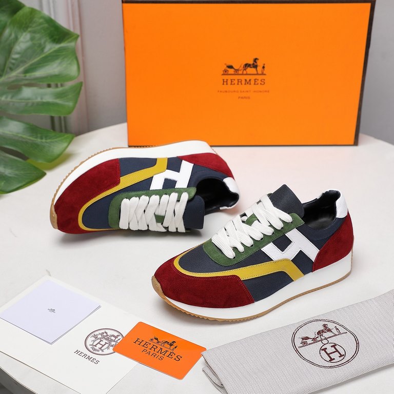 P      Hermes Hermes Sneakers H Side Label Counter all the latest couple modelsRestore the authentic 11 details Customized sense of superbH Side label pattern design Mix and match elements splicing details full of points