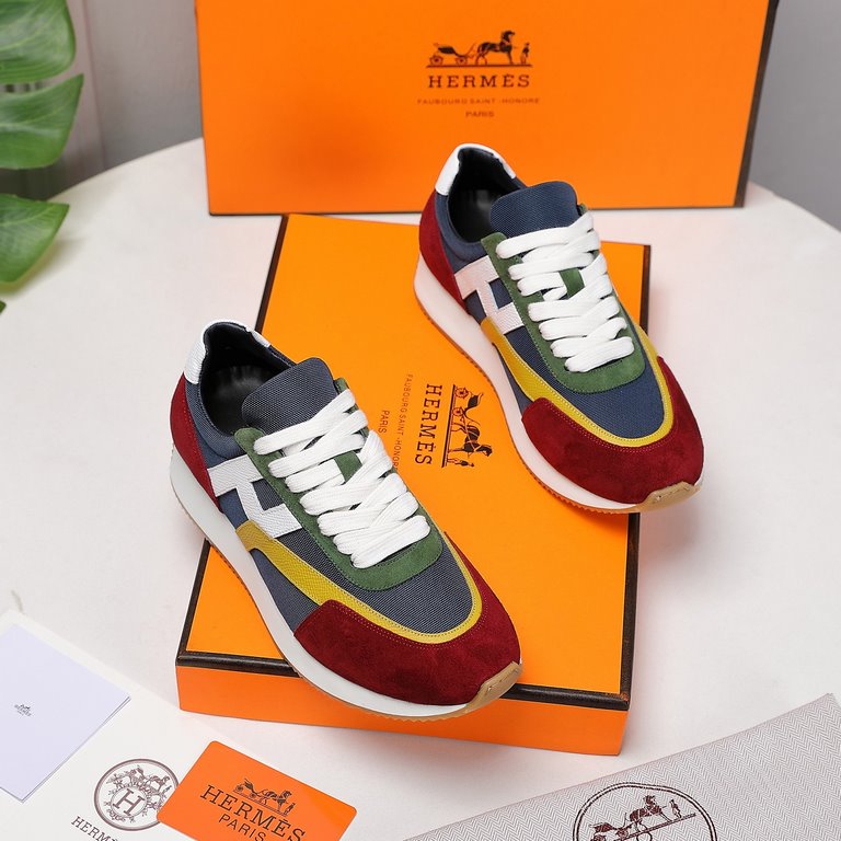 P      Hermes Hermes Sneakers H Side Label Counter all the latest couple modelsRestore the authentic 11 details Customized sense of superbH Side label pattern design Mix and match elements splicing details full of points