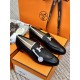 High quality ex-factoryHERMRS Hermes   Classic Louboutin ShoesHERME.S Hermes  Classic Loafers New!Black classic, oatmeal color with enamel buckle.Milk tea color is soft and versatileHermès' SpringSummer 23 Most H Button 