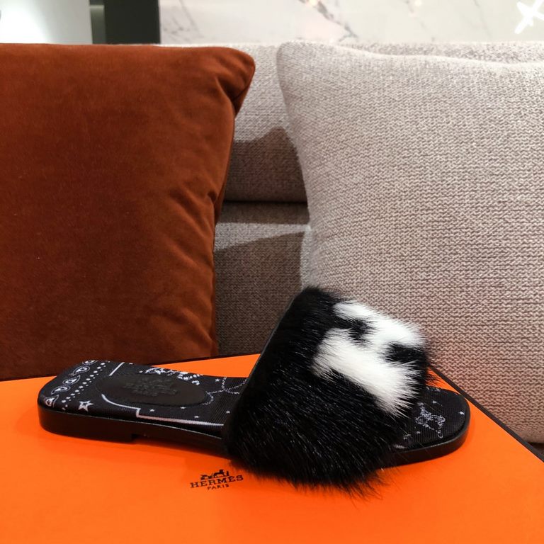 [Guanhua] Hermes  home 20ss fall and winter new products! Classic boot shape   British mink fur design, classic and durable! Original inverted mold last shape, extreme 11 shape, imported high-end knitting needles present