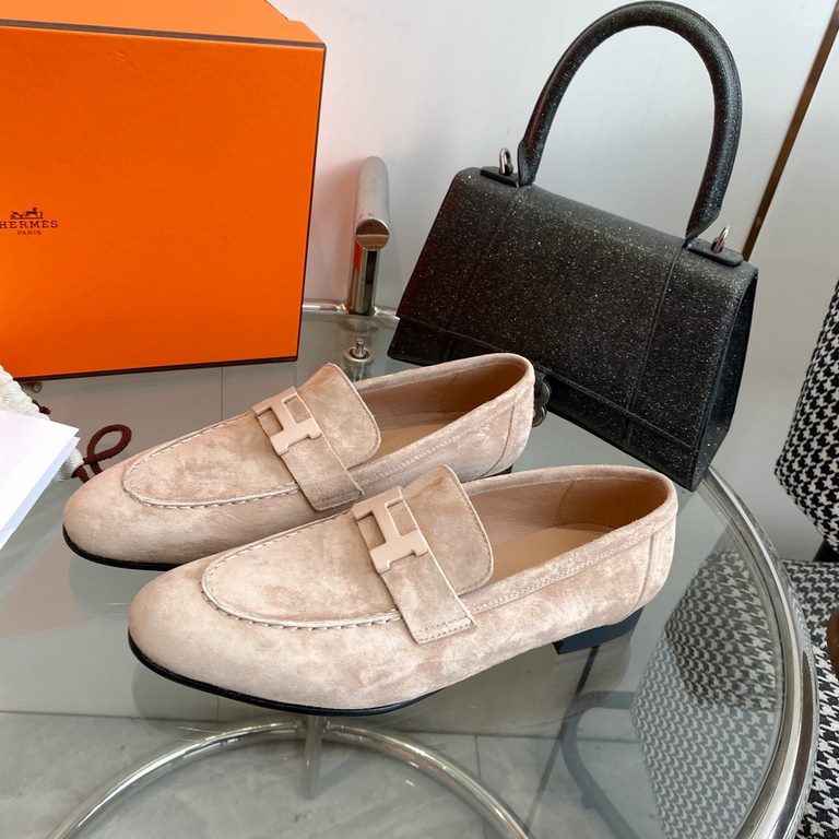 Hermes Hermes  Home RoyalParis Collection Louboutin Shoes  Top quality Classic H buckletassel series  Upper Imported LambskinSheepskin Leather injection molding rubber non-slip outsole size35-39(34.40.41.42 customized)