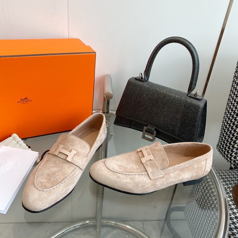 Hermes Hermes  Home RoyalParis Collection Louboutin Shoes  Top quality Classic H buckletassel series  Upper Imported LambskinSheepskin Leather injection molding rubber non-slip outsole size35-39(34.40.41.42 customized)