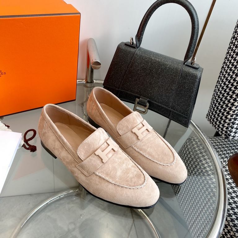 Hermes Hermes  Home RoyalParis Collection Louboutin Shoes  Top quality Classic H buckletassel series  Upper Imported LambskinSheepskin Leather injection molding rubber non-slip outsole size35-39(34.40.41.42 customized)