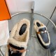 wholesale hermes Hermes -0z Mule Shoes Kelly Buckle Teddy Fur Slippers  Top quality  Classic color scheme gold brown with silver buckle So much love!  Upper Cowhide Suede material  cushioned feet lamb's wool  Italian lea