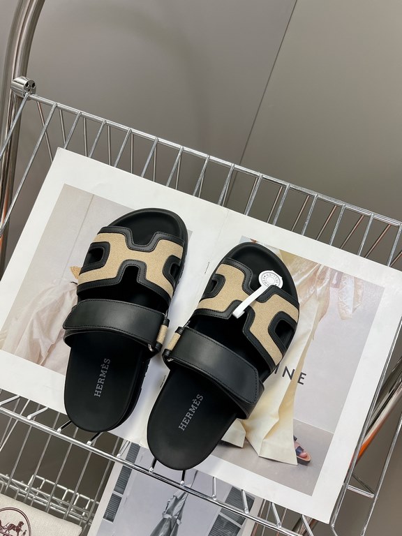 Men  [ΗERMES 】 Hermes spring and summer classic couple models second uncle slippers Chypre ugly ugly ugly uncle slippers - old man slippers, on the foot is simply too comfortable! It's simple and cute!All mixed breed she