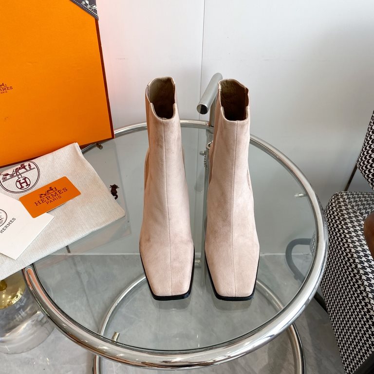 wholesale Hermes Hermes  23 new   high heel square toe boots  top quality  imported calfskinsheepskincowhide lining Heel height 7.5cm   imported leather outsole size35-39(40,41 customized)