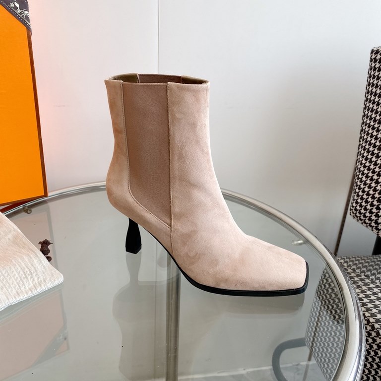 wholesale Hermes Hermes  23 new   high heel square toe boots  top quality  imported calfskinsheepskincowhide lining Heel height 7.5cm   imported leather outsole size35-39(40,41 customized)