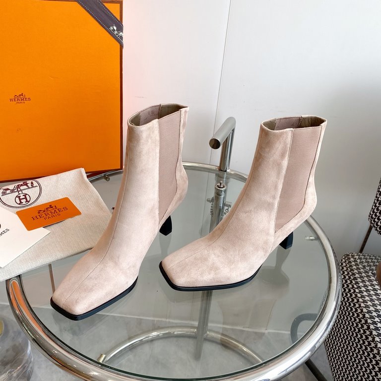 wholesale Hermes Hermes  23 new   high heel square toe boots  top quality  imported calfskinsheepskincowhide lining Heel height 7.5cm   imported leather outsole size35-39(40,41 customized)